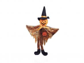 Halloween dekorációs figura tök, pókhálós poncsóban