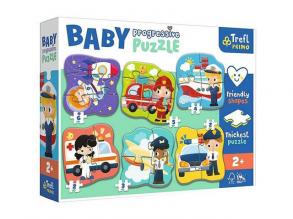 Foglalkozások és járművek 6 az 1-ben Baby Progressiv puzzle - Trefl