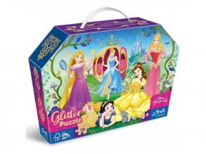 Disney Hercegnők: Színes, boldog hercegnők 70 db-os glitter puzzle - Trefl