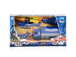 Rescue Team rendőrségi játék szett motorral