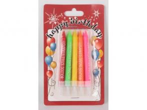 Boldog születésnapot feliratos, színes gyertya szett - 10 darabos
