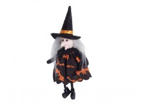 Halloween dekorációs figura boszorkány, fekete ruhában