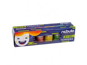 Nebulo: Színes tempera készlet 25ml-es tégelyben 6db-os szett
