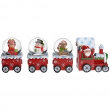 Karácsonyi hógömb vonat dekoráció, 4-részes