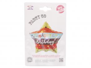 45 cm Happy Birthday fólia lufi, többféle, csillag alakú- héliummal tölthető