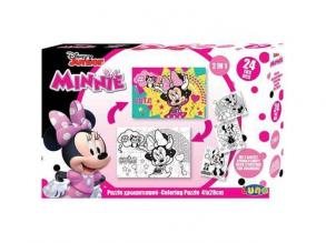 Minnie egér színezhető 24db-os puzzle 3 színezhető képpel