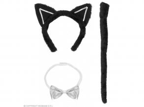 Macska szett fülek,nyakkendő és farok női jelmez