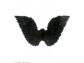 Fekete színű tollas szárnyak, 86x31 cm, jelmezkiegészítő
