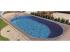 Ibiza ovális medence, 12 x 6 m; 1,5 m mély, kombi zárósínnel, fólia nélkül, szkimmer nyílás nélkül