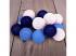 Gömb alakú 6cm/színes fonott/3m/kék-v.kék-fehér/20db LED-es/USB-s fénydekoráció