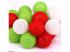 Gömb alakú 6cm/színes fonott/4,5m/piros-fehér-zöld/30db LED-es/USB-s fénydekoráció