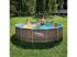 Summer Waves Elite Frame medence szett, 427 x 107 cm, barna rattan fonat, szűrőpumpával