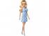Barbie: Fashionista stílusos szőke baba csokornyakkendő mintás kék ruhában - Mattel