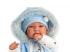 Llorens: Tino 44cm-es síró baba kapucnis kék mellényben