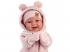 Llorens: Tala Sonrisas 44cm-es újszülött baba hanggal rózsaszín kezeslábasban