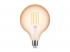 LED lámpa , égő , izzószálas hatás , filament  , E27 foglalat , G125 , 4 Watt , dimmelhető , meleg fehér , 1800K , borostyán sár
