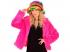 Neon pink színű plüss kabát női jelmez