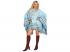 Műbőr hatású poncsó - világoskék női jelmez felnőtt általános méretben