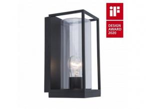LED lámpatest , oldalfali , E27 foglalat , négyzet , matt fekete , kültéri , IP44 , LUTEC , FLAIR