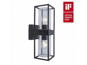 LED lámpatest , oldalfali , 2 irányú , 2 x E27 foglalat , matt fekete , kültéri , IP44 , LUTEC , FLAIR