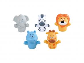 Play Baby játék ujjbábok, 5 db puha műanyag figura, szafari