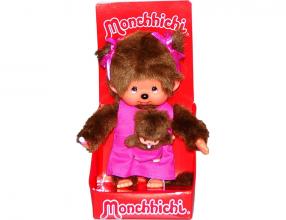 Monchhichi plüss anyuka és kicsiyne 20cm rózsaszín