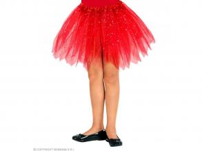 Csillogós tütü, piros lány jelmez