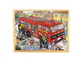 Bigjigs fa puzzle: tűzoltóautó - 24 darabos