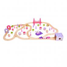 Fából készült nagy vasúti sín készlet, rózsaszín