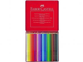 Háromszög alakú színes ceruza szett fém dobozban 24db - Faber-Castell