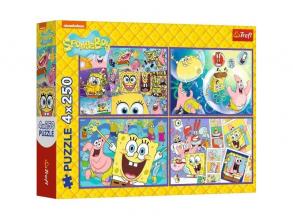 Spongyabob különös világa 4x250 db-os puzzle - Trefl