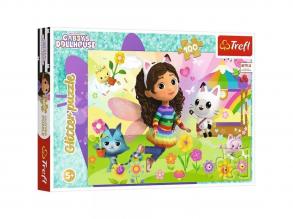 Gabi babaháza Csillogó kaland 100 db-os glitteres puzzle  Trefl