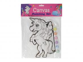 Vászonkép  Egyszarvú  ecsettel és 6 festékkel