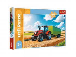 Mezőgazdasági gépek: Pótkocsis traktor 100 db-os puzzle - Trefl