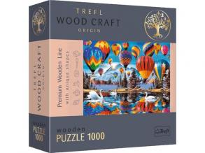 Wood Craft: Színes hőlégballonok 1000db-os prémium fa puzzle - Trefl