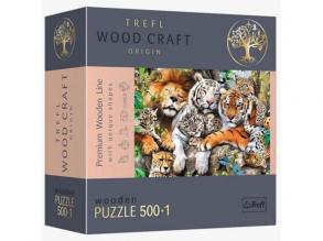 Wood Craft: Vadmacskák a dzsungelben fa puzzle 500+1db-os - Trefl