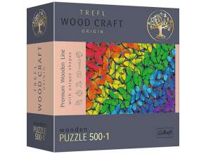 Wood Craft: Szivárvány pillangók fa puzzle 500+1db-os - Trefl