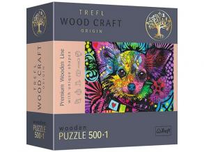 Wood Craft: Színes kutyakölyök fa puzzle 500+1db-os - Trefl