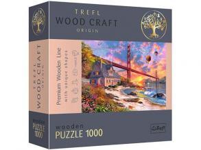 Wood Craft: Naplemente a Goldebn Gate-nél fa puzzle 1000db-os - Trefl