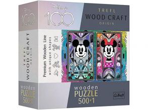 Wood Craft: Mickey és Minnie egér fa puzzle 500+1db-os - Trefl