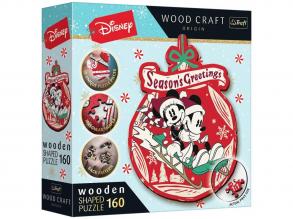 Wood Craft: Disney - Mickey és Minnie Karácsonya 160 db-os prémium fa puzzle - Trefl