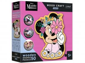 Wood Craft Junior: Disney Minnie egér világa fa puzzle 50 db-os - Trefl