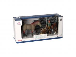 Lovas játékszett, szürkésbarna