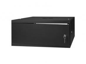 Stalflex RC19-4U-350MB 19" 4U 350 mm mély lapra szerelt fekete fém ajtós fali rack szekrény