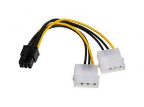 Akyga AK-CA-13 15cm 2x MOLEX anya - 6-tűs PCI Express apa kábel
