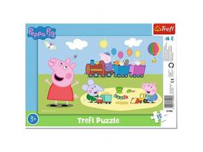 Peppa malac: Boldog vonat 15 db-os keretes puzzle - Trefl