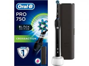 Oral-B PRO 750 Cross Action fejjel fekete elektromos fogkefe + útitok