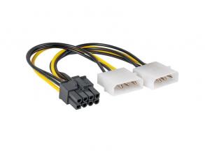 Akyga AK-CA-29 15cm 2x MOLEX anya - 8-tűs PCI Express apa kábel