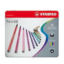 Stabilo Pen 68, 20 darab filctoll fémdobozban
