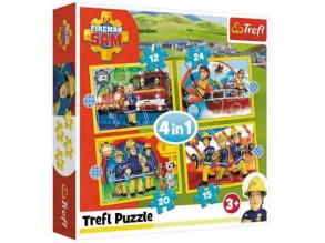 Sam a tűzoltó: A segítőkész Sam 4 az 1-ben puzzle - Trefl